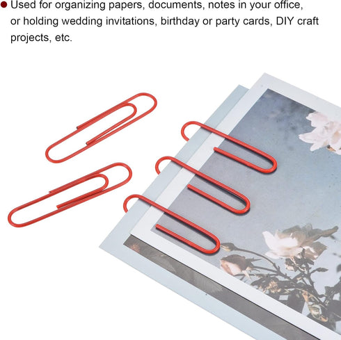 MECCANIXITY Paper Clips Medium Size 2 Inch Vinyl Coated to Prevent Tearing Pages with Box for Organize Office Home Red Count 100...