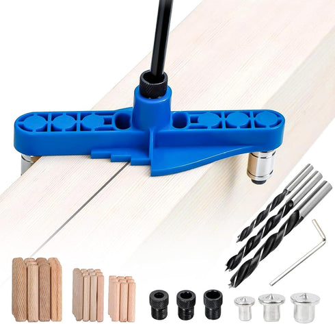 74 PCS Handheld Dowel Jig Kit, 2 in 1 Center Scriber Line Doweling Hole Jig with Wood Dowels Pins Drill Bits for Woodworking Drilling and Marking...