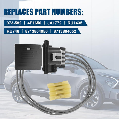 973-582 HVAC Fan Blower Motor Resistor with Wire Harness Replacement for 2005-2020 Toyota Tacoma, Replace# 4P1650, JA1772, RU1435, RU746, 87138040...