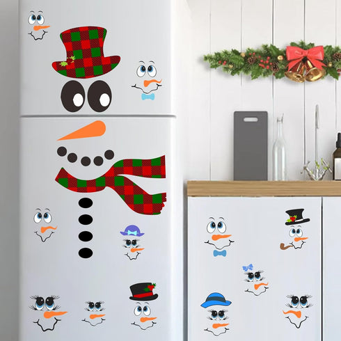 Snowman Face Stickers Snowman Decals Christmas Wall Decals Snowman Faces Decals Refrigerator Wall Stickers Window Cling Decal Lovely Snowman Face ...