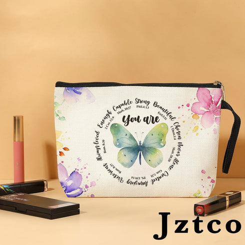 Inspirational Christian Gifts for Women Makeup Bag Religious Gifts Makeup Zipper Pouch Bag Bible Verse Cosmetic Bag Scripture Christmas Birthday G...