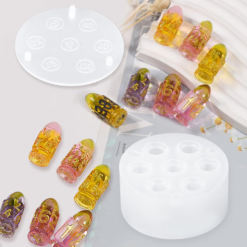 Bullet Dice Resin Molds Silicone Molds Set of 7 Dice Epoxy Resin Molds Dice Silicone Molds for Epoxy Resin for Role Playing Games DIY Dices Making...