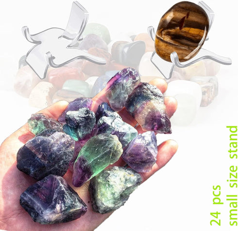 24 PCS Rock Display Stand Rock Holder ( Small ), Crystal Stand Crystal Holder Small Easels for Display Minerals Rocks Crystals Geodes, or Other It...