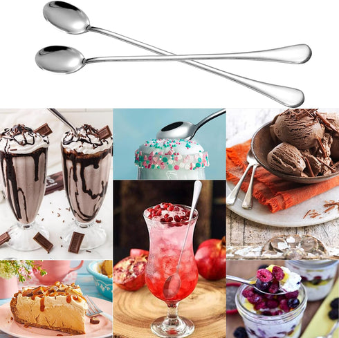 Long Handle Iced Tea Spoon, 9-inch Stainless Steel Cocktail Mixing Stirrers Spoon Coffee Spoon Ice Cream Spoon Bar Cocktail Shaker Spoon Stirrers ...