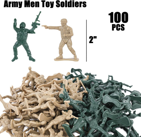 LovesTown 100PCS Army Men Toy Soldiers, Plastic Soldier Figures Green Yellow Army Men Playset Multiple Poses for Boys Birthday Gift...