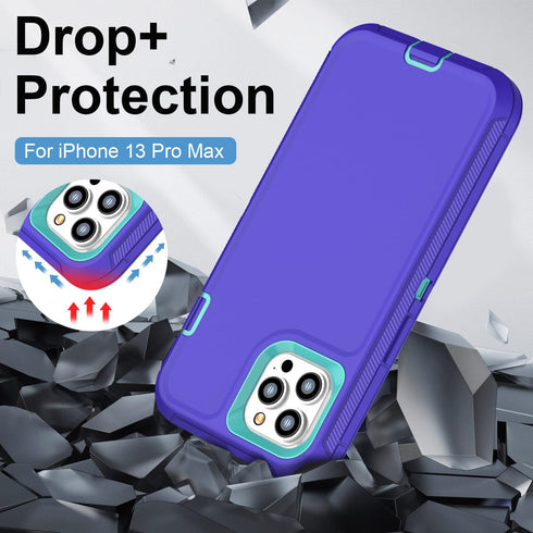 FEIYAR HOME for iPhone 13 Pro Max Heavy Duty Case with 2 Tempered Glass Protectors and Camera Lens Protector, Belt Clip Holster Kickstand - Milita...
