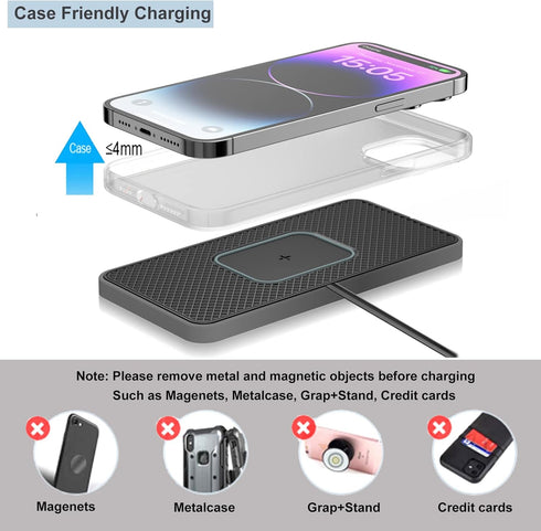 Wireless Charger,Wireless car Charger Charging pad 15W Fast Wireless Phone Charger Non Slip Charger pad Cell Phone Cordless Charger Charging mat g...