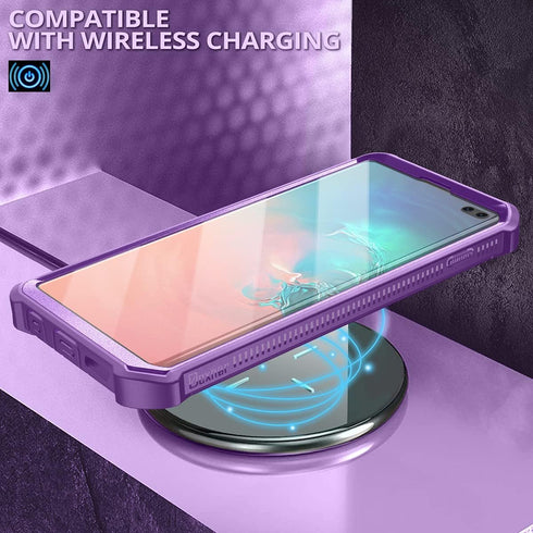 Dexnor Samsung Galaxy S10 Plus Case - Heavy Duty Military Grade Protection with Built-in Screen Protector & Kickstand - Purple...