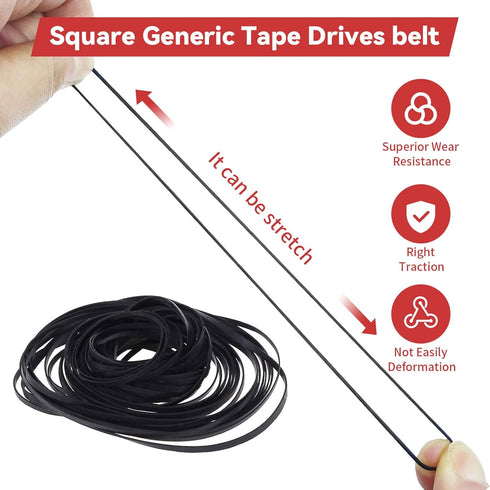 Recorder Rubber Belts, Cassette Recorder Repair Maintenance Mix Cassette Rubber Square Belt 40-135MM (50PCS)...