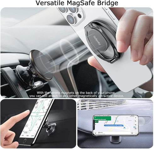 Magnetic Phone Ring Holder with Magsafe, Double Adjustable Gym Finger Ring Grip, Removable Phone Grip, for iPhone, iPad and Smartphones, Compatibl...