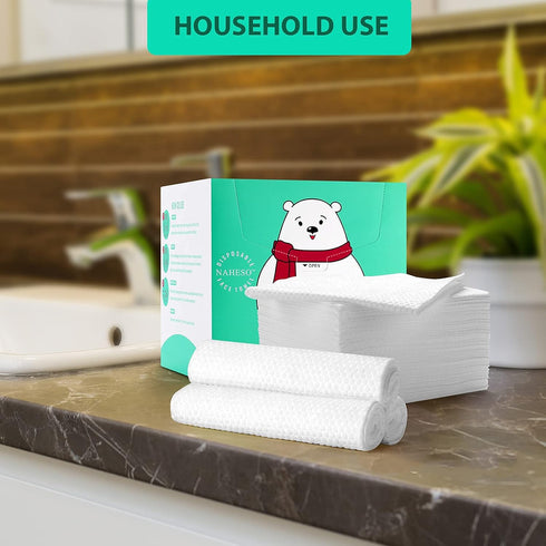 Disposable Face Towels,Oversize Ultra-thick and Cloud-Soft,Wet and Dry,Makeup Removal Wipes,Sensitive Skin Friendly,Multipurpose Cleaning Cloth Ti...