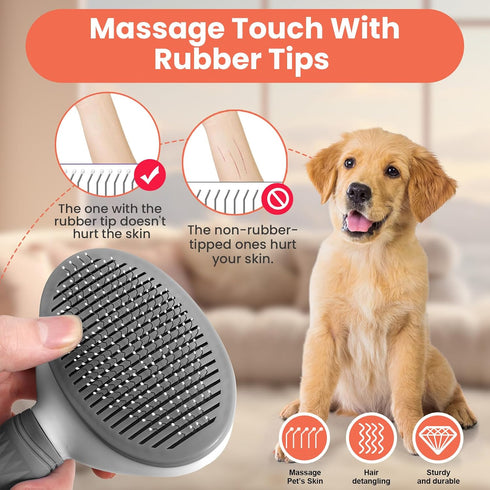 Cat Brushes for Indoor Cats - Dog Brush for Shedding - Cat Brush for Long Hair Cat - Dog & Cat Brush + Dog & Cat clicker for training - Self Clean...