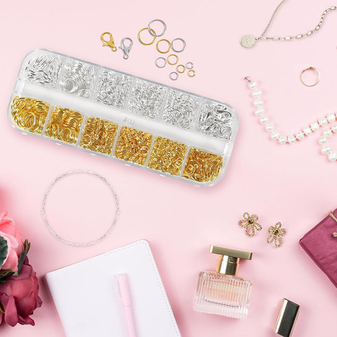 Jump Rings for Jewelry Making Kit, 1200 pcs Open Jump Rings Jewelry Repair Kit for Necklace Bracelet, Lobster Clasps and Closures Repair Supplies ...