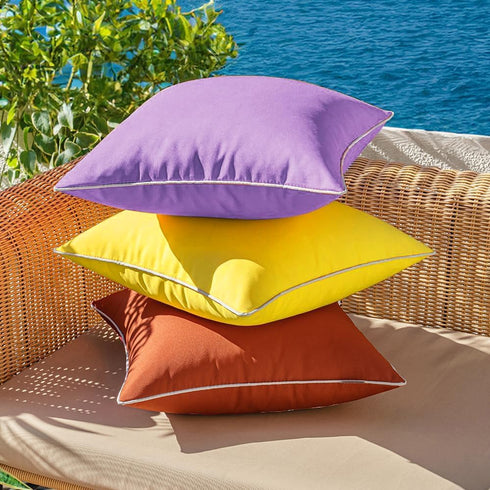 All Smiles Outdoor Waterproof Throw Pillow Covers 18x18 Set of 2 Yellow Decorative Patio Tent Bed Sofa Living Room Furniture Sunbrella Cushion Cas...