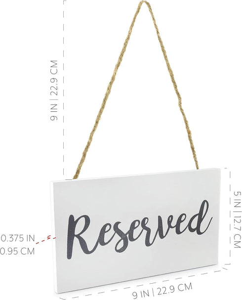 Darware Hanging Wooden Reserved Signs (6-Pack, White); Rustic Style Wood Signs for Weddings, Special Events, and Functions...