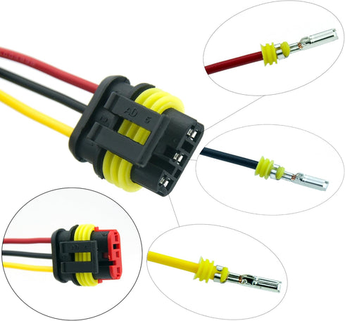 5 Kit 3 Pin Way Car Waterproof Electrical Connector Plug Male Female Wire Cable Connector Plug with Wire AWG Marine...