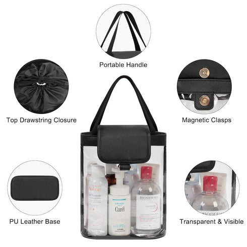 Travel Toiletry Bag, Clear Hanging Toiletry Bag for Women Men, Waterproof Travel Bag for Toiletries, Transparent Makeup Bag Cosmetic Organizer, Po...