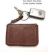 Genuine Leather Coin Purse Pouch for Women Men Vintage Cowhide Grain Leather Slim Mini Wallet Metal Zipper with Real Leather handle (Dark Brown)...