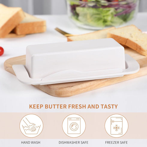 Bamboo Butter Dish with Lid and Knife,Small Butter Keeper for One Stick of Butter,Butter Holder Container for Refrigerator,Countertop,Dishwasher S...