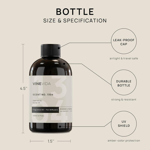 VINEVIDA Santal Bliss Fragrance Oil for Cold Air Diffusers 4 Fl Oz - Essential Oils for Diffuser Oil Refill & Air Freshener Room Spray...