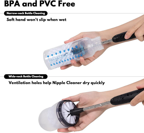 4-Piece Baby Bottle Brush Set, Blue, Stainless Steel and Polypropylene...