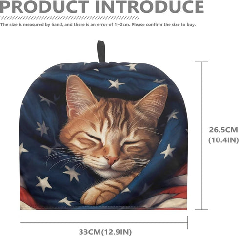 Tutolip US Flag Sleeping Cat Tea Pot Cover Warm Keeper with Top Hanging Loop Insulated Tea Kettle Cover Dust Proof Tea Cosies for Kitchen Home Dec...