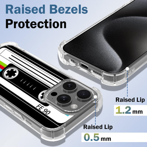 Retro Cassette Tape Case for Phone 15 Pro Max with Stand,Drop Protection Slim Phone Case Cover for Phone 15 Pro Max 6.7in - Color Cassette Tape...
