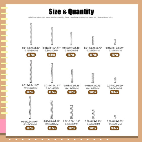 240Pcs 15 Sizes Compression Springs Assortment Kit, Mini Stainless Steel Extension Springs for Shop and Home Repairs, 0.39" to 1.97" Length, 0.16"...