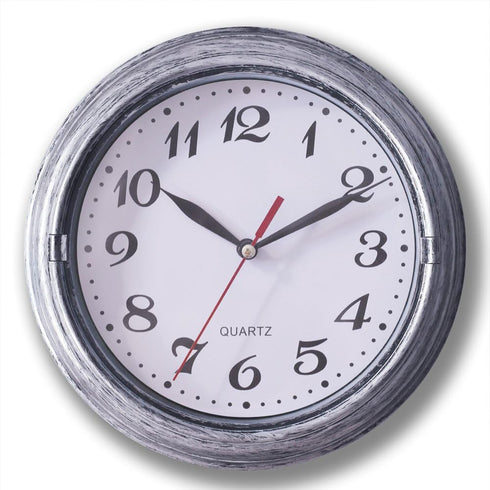 SAC SMARTEN ARTS 8 Inch Silent Small Quartz Wall Clocks Battery Operated in Silver for Bathroom Kitchen Restroom...