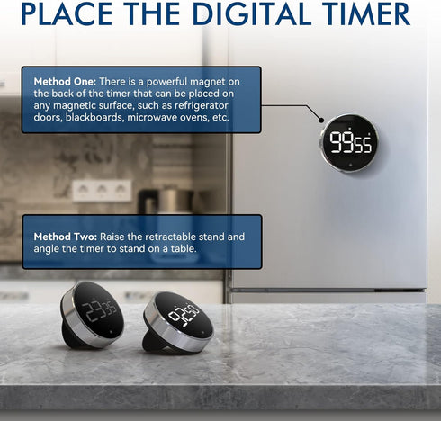 Digital Kitchen Timer, 3.8'' Large LED Display Countdown Countup Timer, Timer for Kids, Classroom Magnetic Timer, Adjustable Volume, Brightness, E...