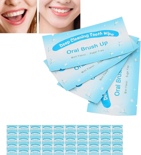 100Pcs Finger Teeth Wipes, Dental Floss Wipe Cloth Tooth Cleaning Tool for Oral Deep Cleaning Teeth Whitener Strips Dental Finger Toothbrush Oral ...