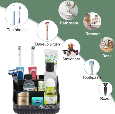 Toothbrush Holders for Bathroom Counter Organizer - 6 Slots Bamboo Tooth Brushing Holder for Family Kids, Electric Toothbrush and Toothpaste Holde...