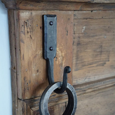 Kings County Tools Hand-Forged Iron Wall Hook | Large Size Measuring 6-1/2” | Rustic Look | Elegant Tapered Curl | Single Hook...