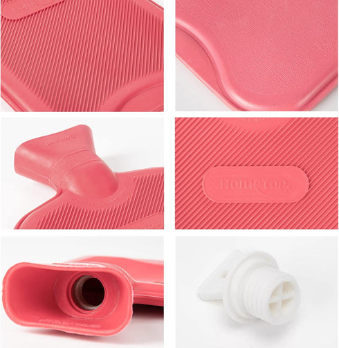 HomeTop Premium Classic Rubber Hot Water Bottle (Red)...