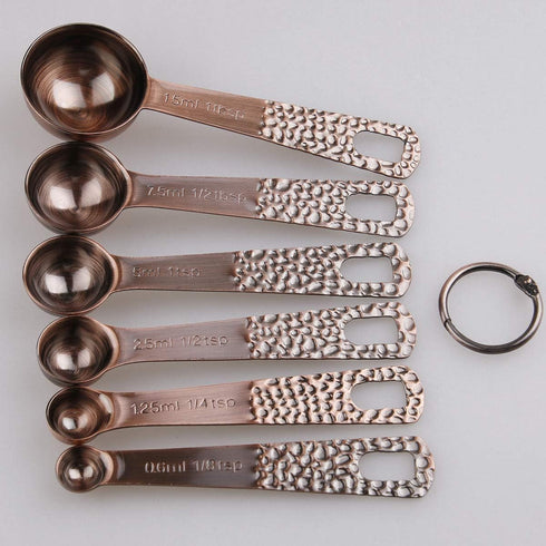 Smithcraft Measuring Spoons Set, Copper Measuring Spoons Set, Stainless Steel Measuring Spoons, Copper Plated Measuring Spoons, 6 Measurer Spoons ...