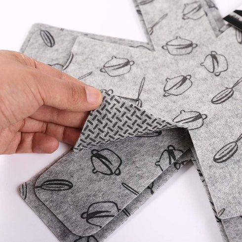 6 Piece Pot & Pan Protectors - Anti Slip Dividers, Separator to Prevent Scratching, Grey (Medium Size/13.78 Inch)...