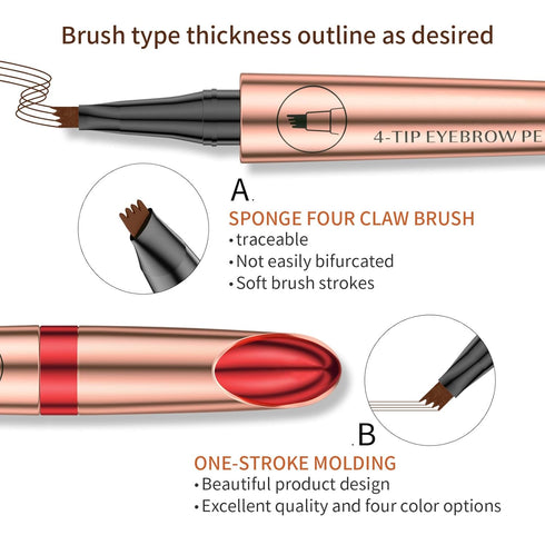 Eyebrow Pencil, 4 Tip Microblade Eyebrow Pen, Smudge-Proof brow pen, waterproof eyebrow pencil, Long-Lasting Natural Eye Brow Pencils for Women (D...