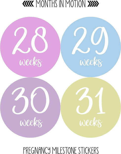 Pregnancy Weekly Belly Growth Stickers, 36 pcs - Purple Pink, Matte Finish, Cloth Surface, for Maternity Photo Sessions & Keepsakes...