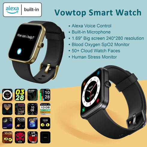 Fitness Tracker for Men Women with Aluminum Alloy Frame, Alexa Built-in 1.69'' DIY Dial with Blood Oxygen & Heart Rate Monitor, 14 Sport Modes Sma...