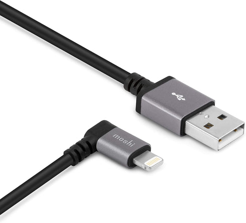Moshi USB to Lightning Cable 90 Degree 1M, MFI-Certified, HandyStrap Included, Black...