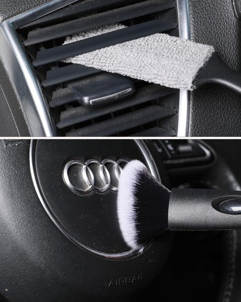 Car Detailing Brush Set, 4 PCS Soft Boars Hair Auto Interior Cleaning Detail Brushes, Perfect for Safely Cleaning Emblem Air Vent, Leather Seats, ...