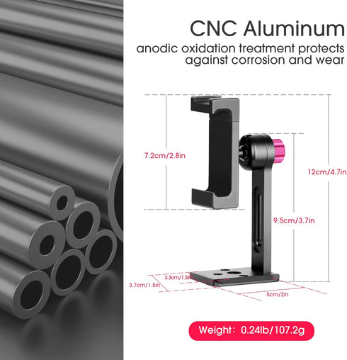 Manbily Phone Tripod Mount Adapter with Cold Shoe, Metal Aluminum Smartphone Tripod Holder 360° Cell Phone Clip for iPhone Samsung Video Live Vlog...