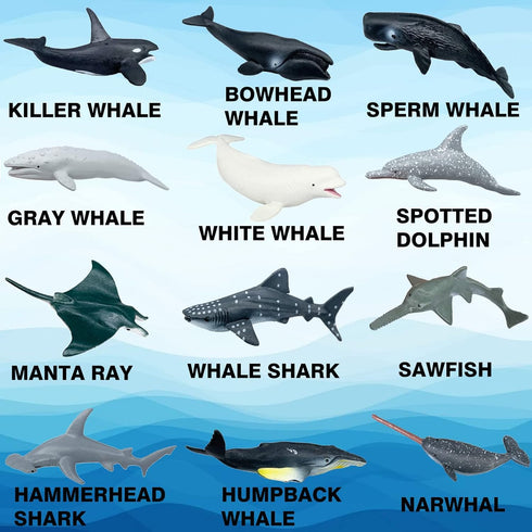 Sharks Figures Sea Animals Whale Toys Set Ocean Animal Action Figures, Great for Kids Bath Toys, Beach Toys, Cake Topper and Party Favors, Gifts, ...