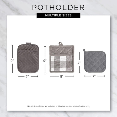 Professional and Commercial Grade, Chef Stripe Kitchen, Potholders, Gray...