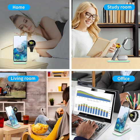 Wireless Charger for Samsung,3 in 1 Charging Station Stand Qi Fast Wireless Charger for S21/S20/S10/Note 20/10/9/8,Galaxy Watch 3/Active 2/Gear S3...