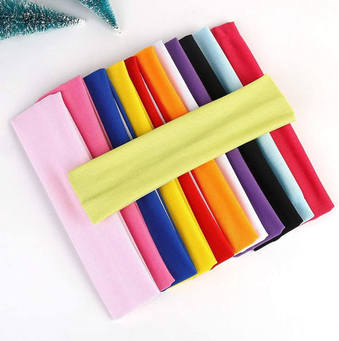 DIYASY 12 Pcs Women Yoga Headbands, Fashion Soft Elastic Cotton Sweatband Yoga Stretchy Headband for Women 12 Colors...