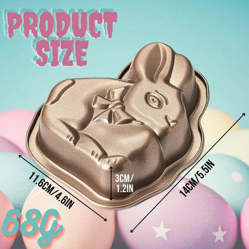 Crethinkaty Easter Bunny Mini Cake Pan Pie Mold, 5.5 Inch Cake Tin with Non Stick Coating Baking Molds Bakeware Tray for Christmas Cake Chocolate ...