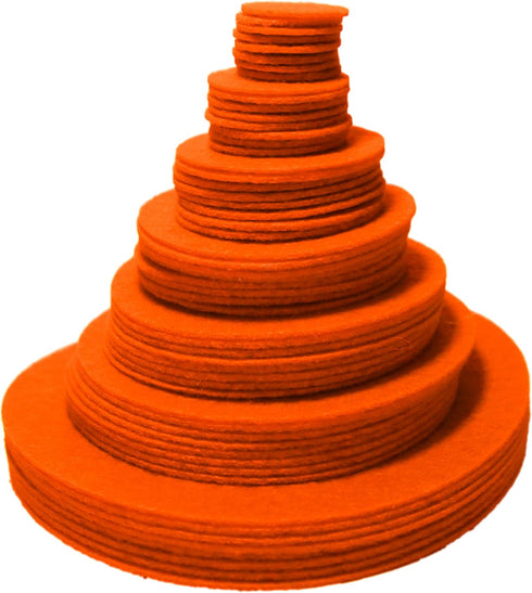 Playfully Ever After Orange Stiff Felt Circle (3/4 to 4 inch Mixed Size Pack - 54pc)...