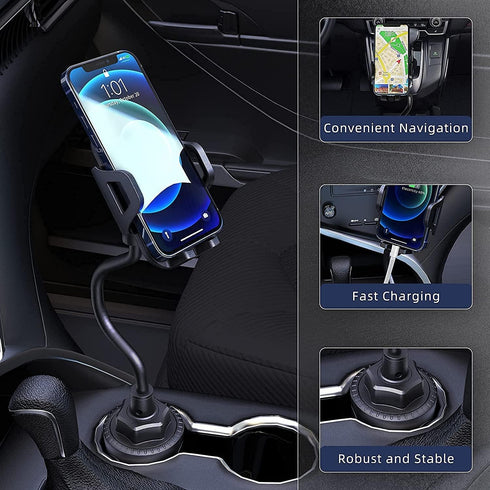 Cup Phone Holder for Car, Car Cup Holder Phone Mount with 360° Rotation Adjustable Long Gooseneck, Car Phone Holder Mount for All Smartphones Cup ...