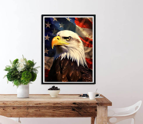 Diymood Paint by Numbers for Adults Eagle, DIY Oil Painting American Flag Acrylic Paint by Number Kits for Adults Beginner for Home Wall Decor 16x...